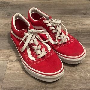 Vans Red Canvas Sneakers with White Accents